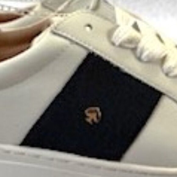 Kate Spade white leather lace-up sneakers with black accents NWOT Size 8-1/2 - Picture 3 of 9